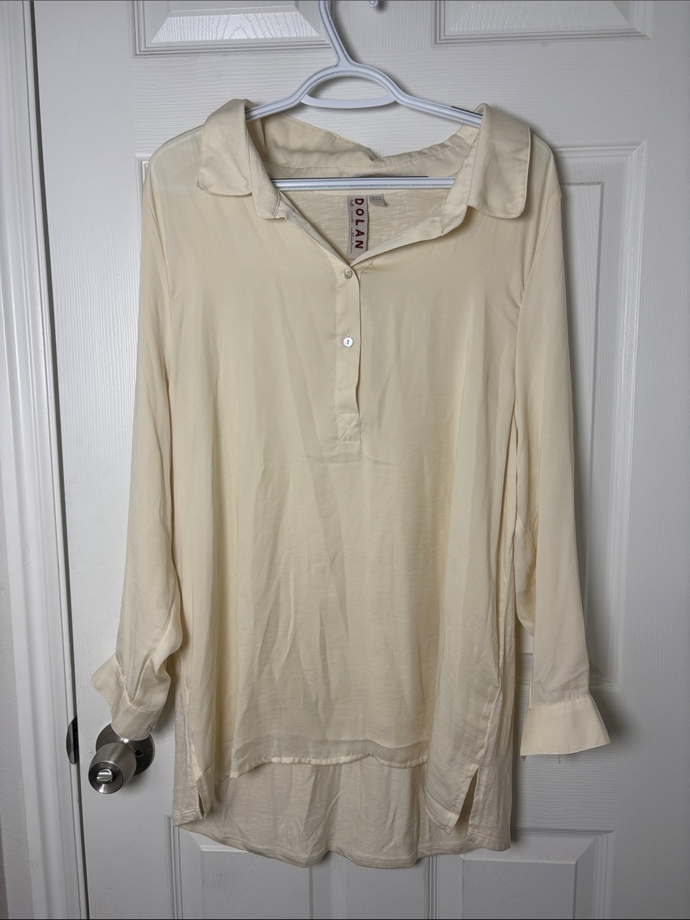Dolan Cream Collared Button-Placket Tunic